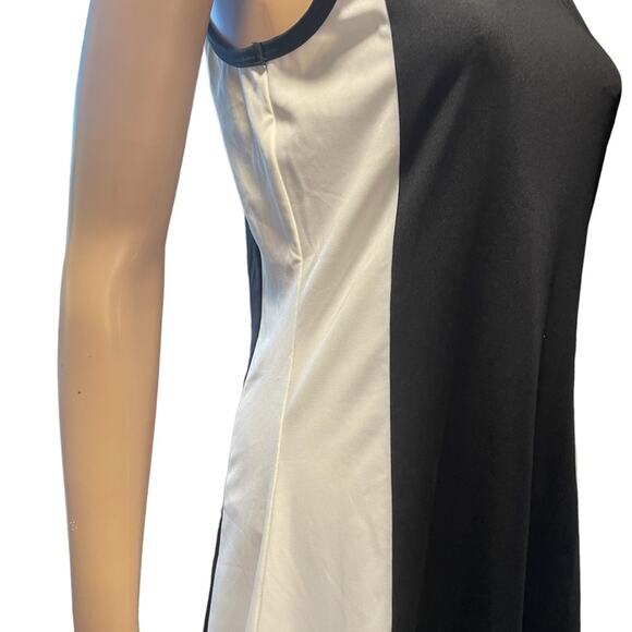 NWT Flex Time Drop Waist DRESS Womens M Black White Sleeveless Mini Stretch - Picture 5 of 9